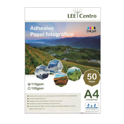 Papel adhesivo glossy 115 gramos A4 50 hojas